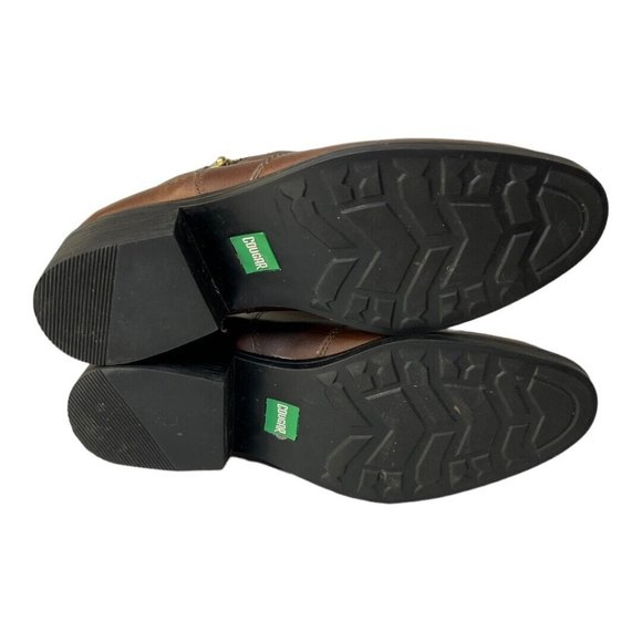 Cougar Boots Womens 7M Brown Leather Gold Tone Zip Almond Toe Block Ankle Shaft - Picture 8 of 10